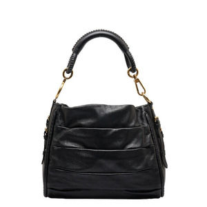 Dior Vintage Pleated Hobo Gold Hardware Lambskin Black